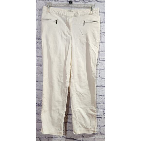 Talbots Cream Signature Corduroy Flat Front Zipper Pockets Pants 12 Lightweight - Picture 1 of 5